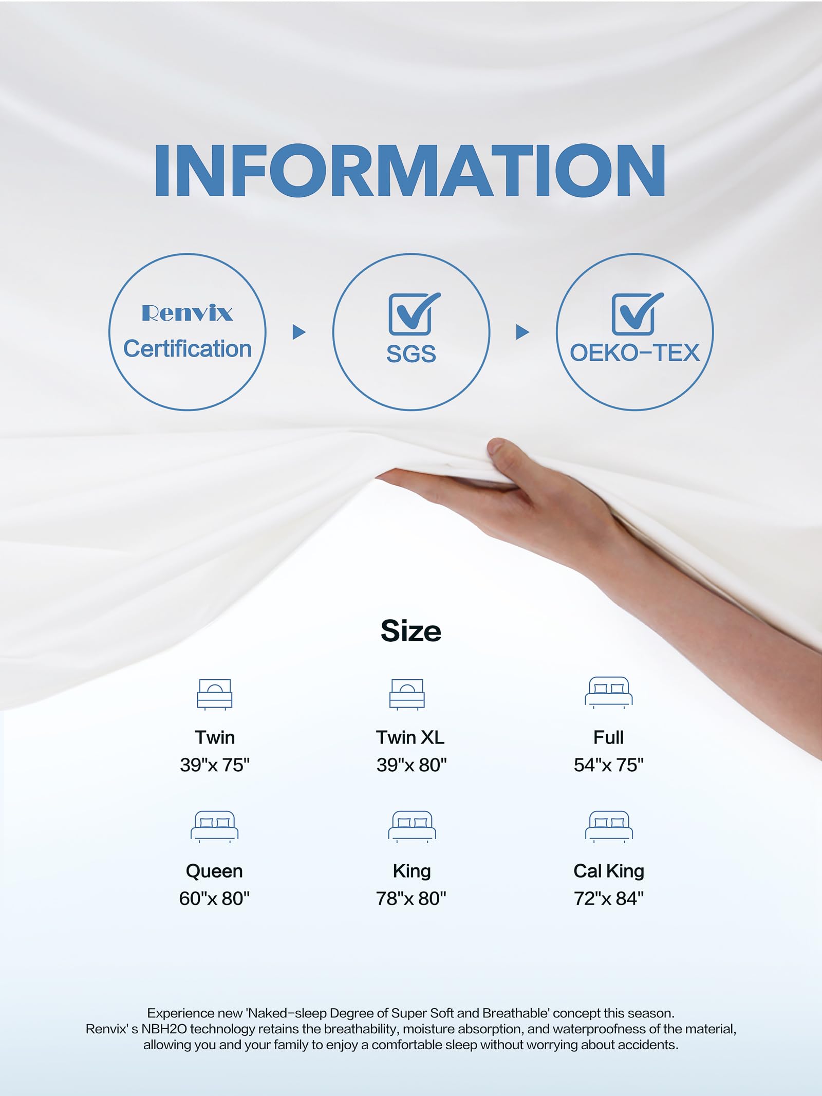 Renvix long-lasting fabric withstands 500+ washes while staying soft and protective.
