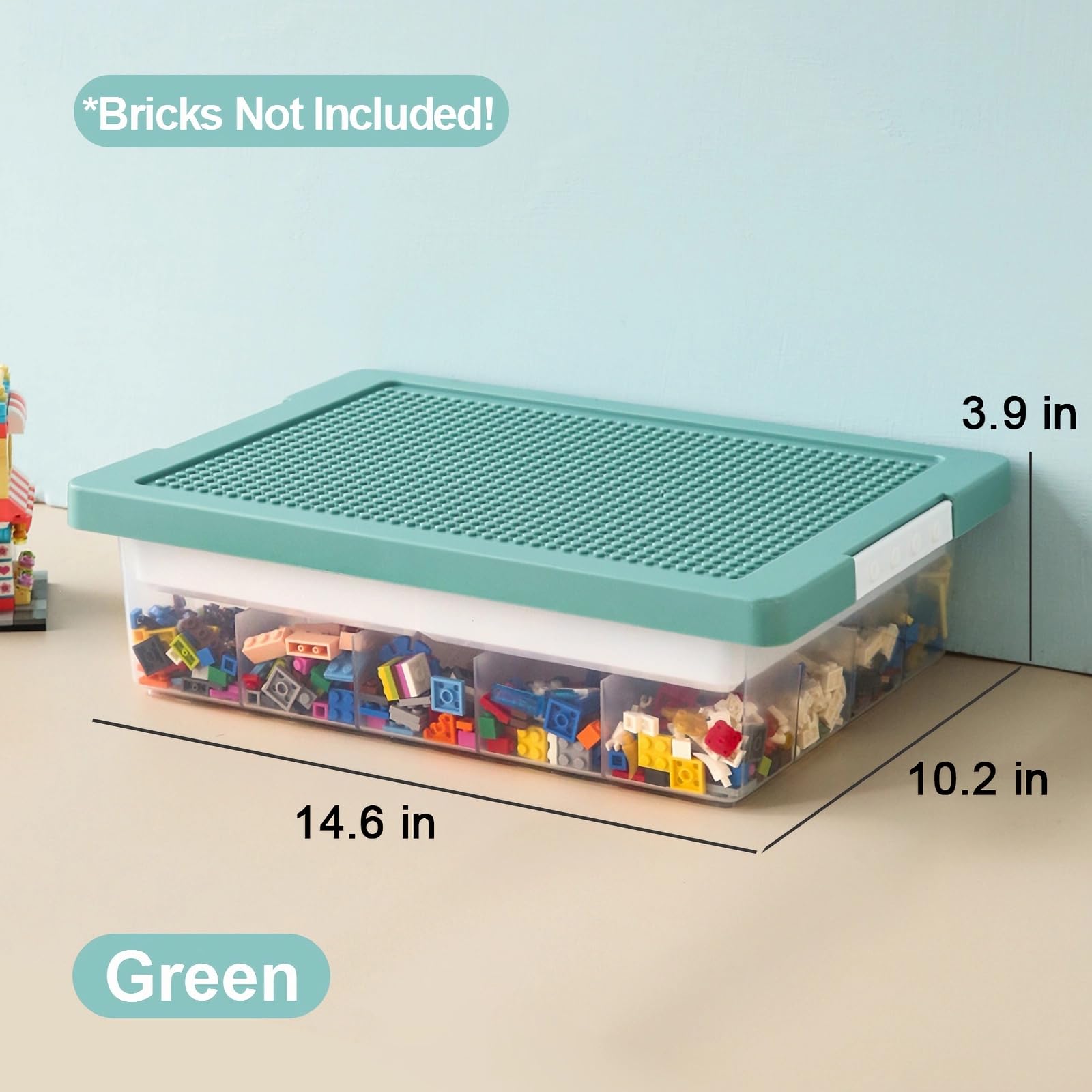 REPOSEX building-block compartments two layers keep bricks separated during play.