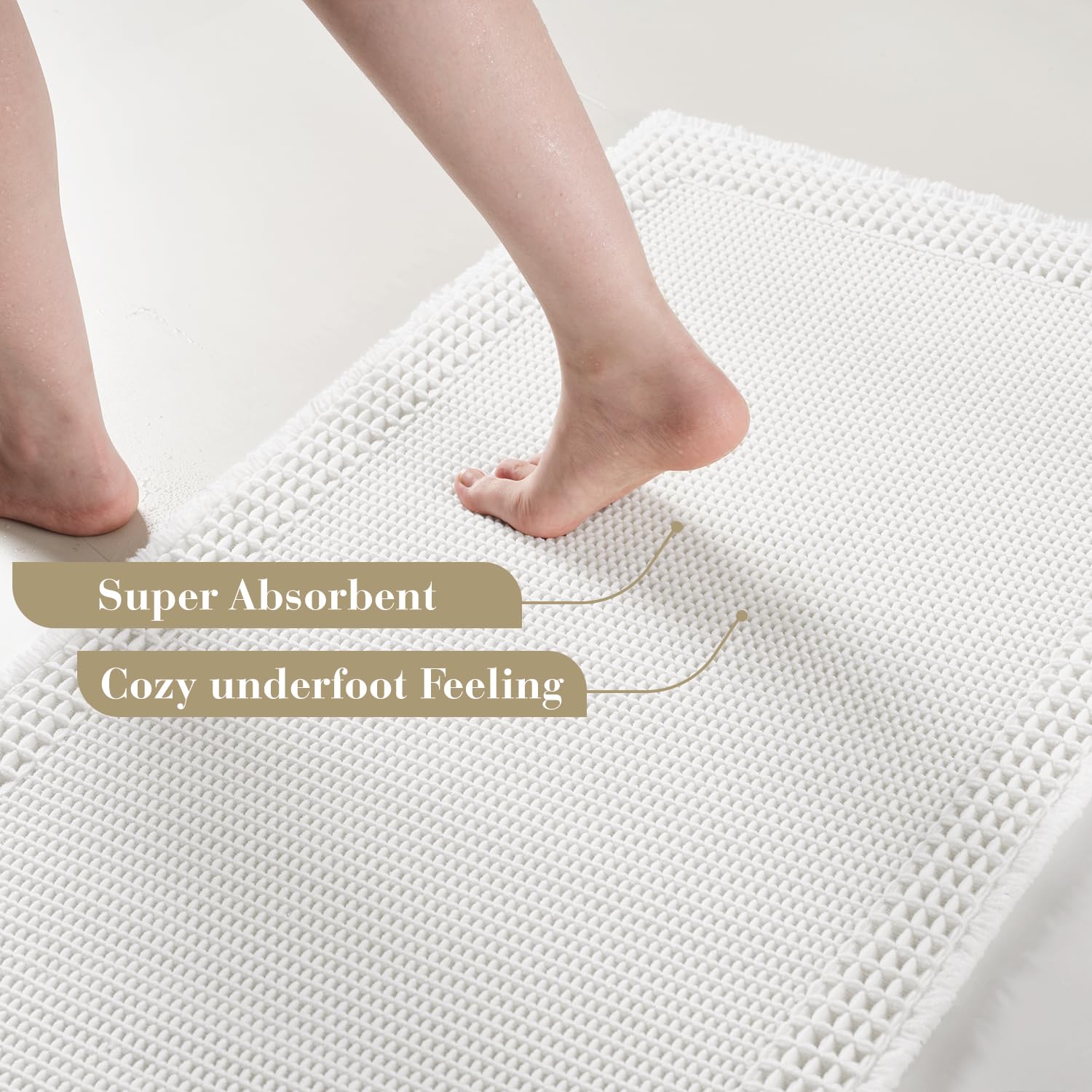 RESARE absorbent waffle pattern bath mat soaks up water quickly