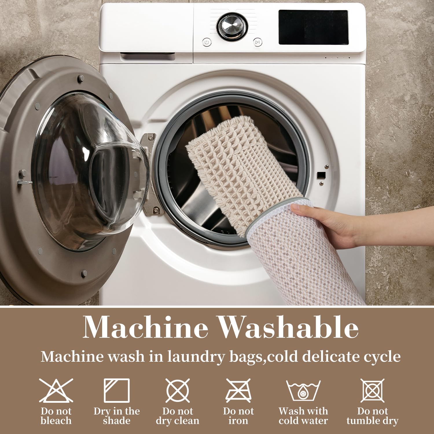 RESARE bath mat measures 24x36 inches in pale beige.