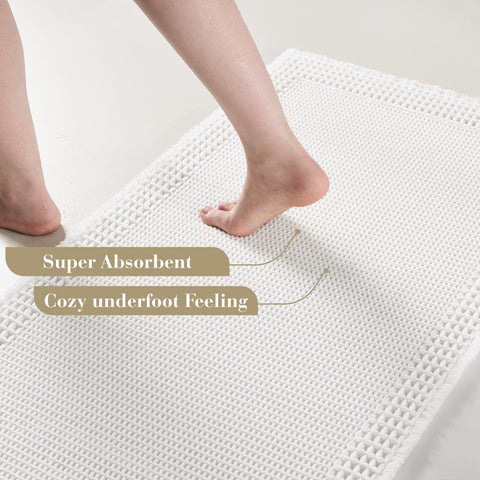 RESARE bath mat anti-slip backing provides secure footing on tile