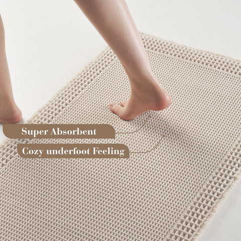 RESARE bath mat with clear non-slip backing demonstrates secure grip.