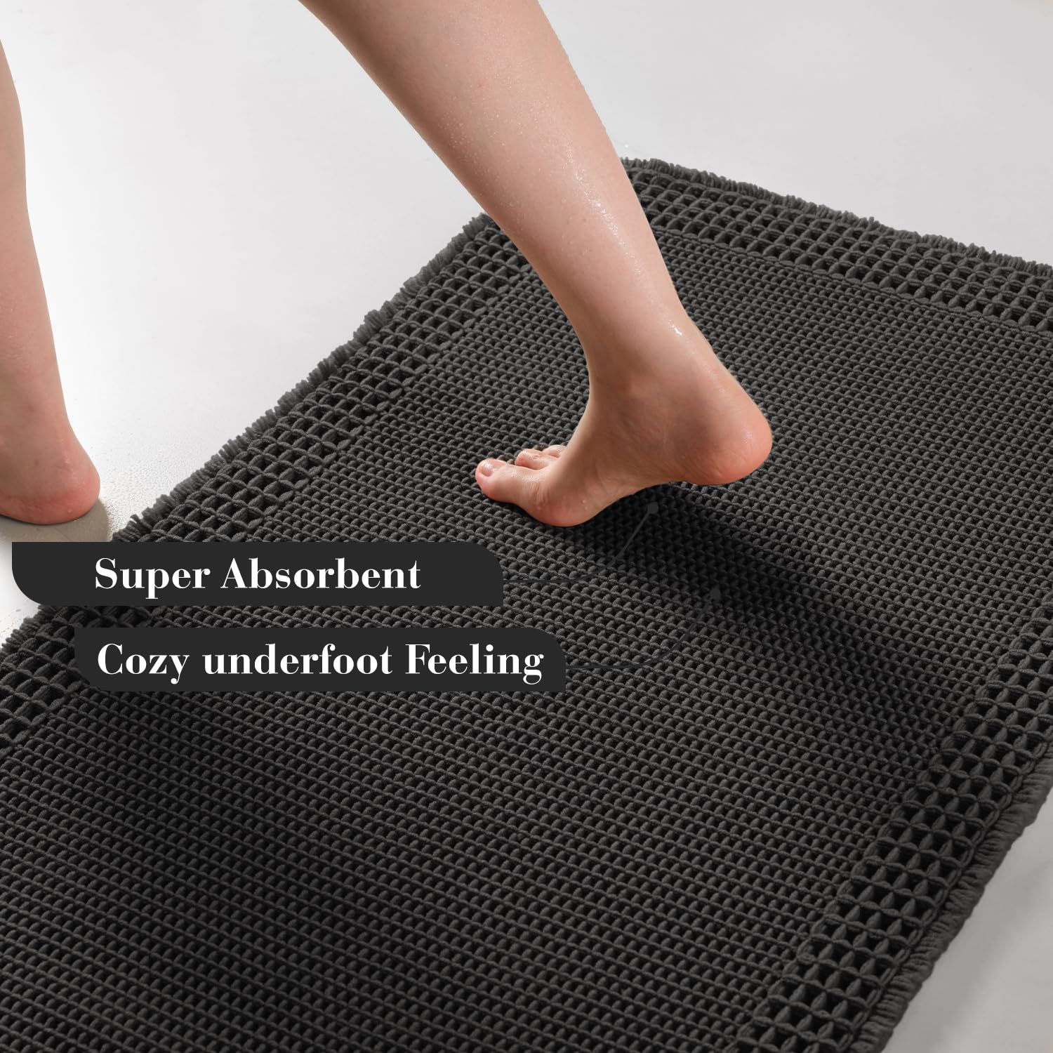 RESARE clear rubber back prevents slipping on bathroom floors