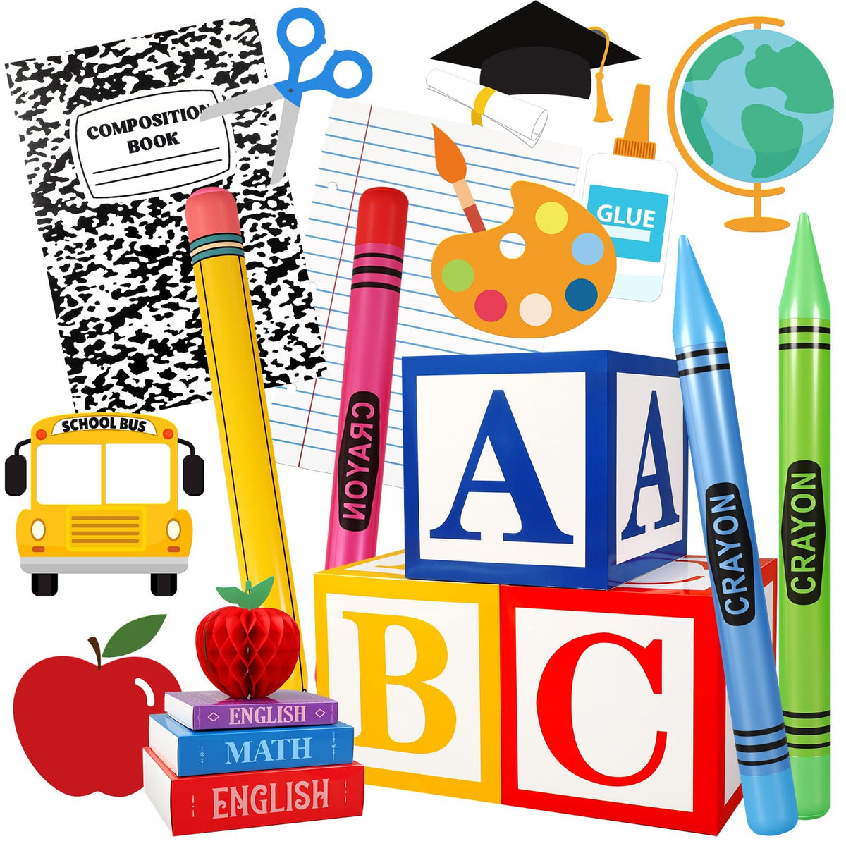 Resholder ABC letter boxes add playful back-to-school decor and a photo-ready centerpiece