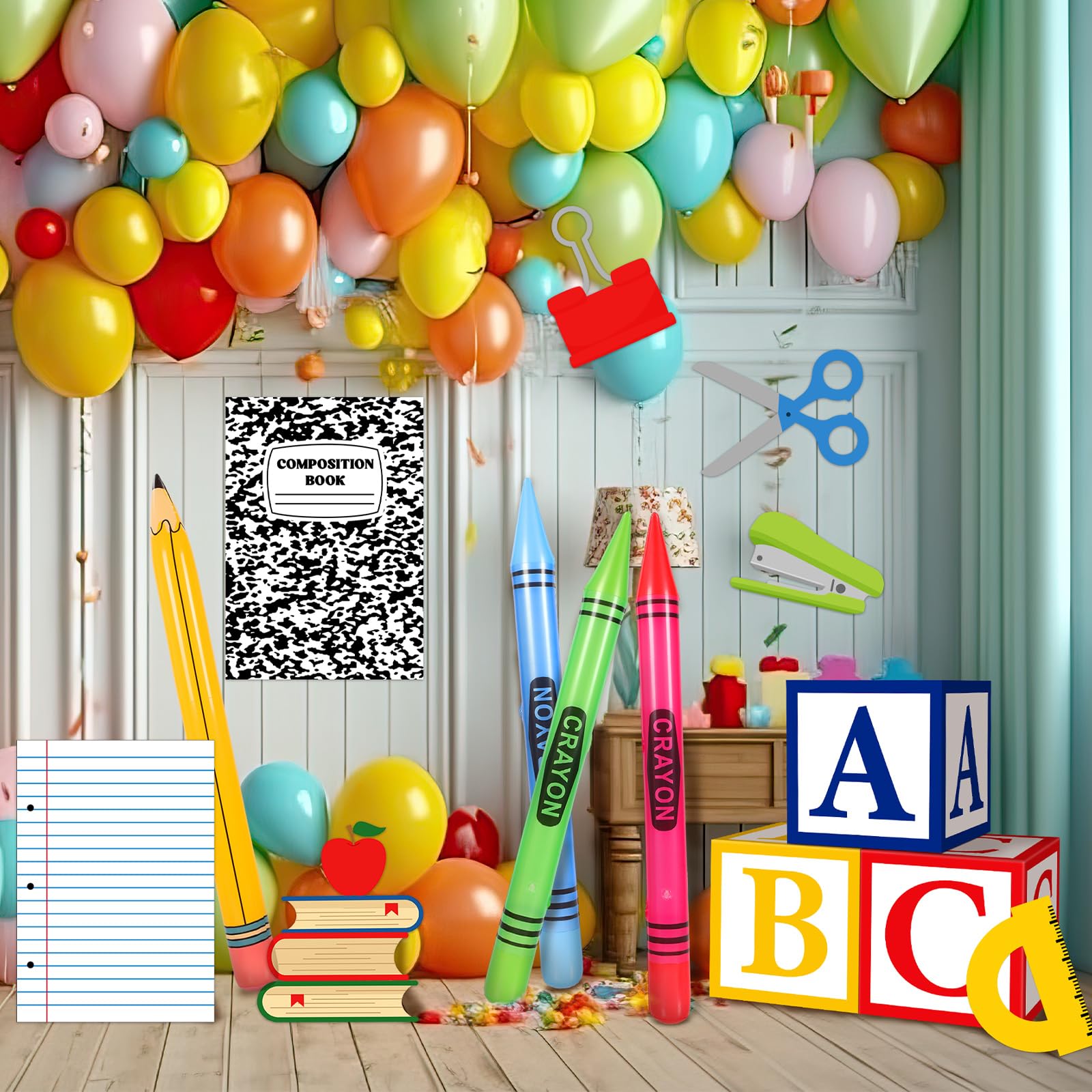 Resholder back-to-school party decor supports versatile celebration themes.