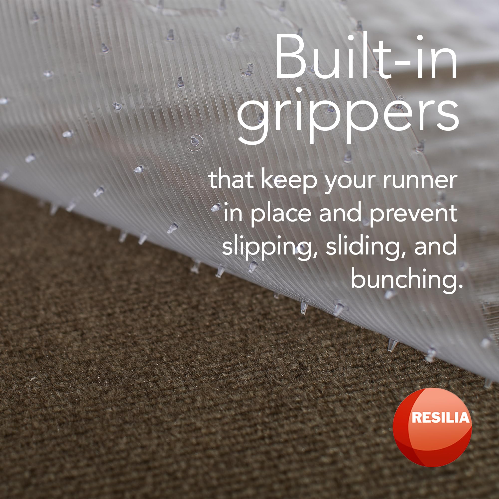 RESILIA 27-inch wide runner protecting a hallway with visible carpet underneath.