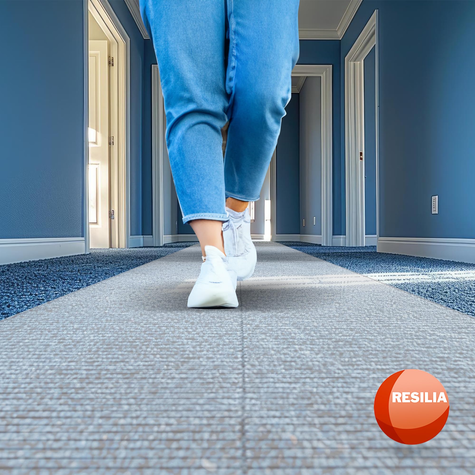 RESILIA waterproof vinyl protector guards rugs from spills and stains during daily use.
