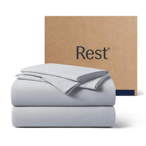 REST Evercool+ queen fitted sheet cooling in bed for a cooler night