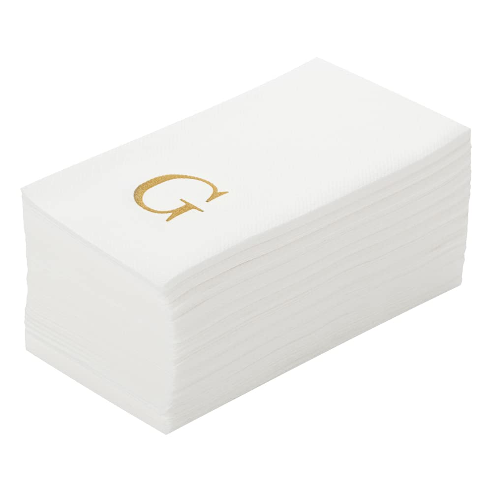 Restaurantware Luxenap linen-feel guest towel with gold G for upscale events.