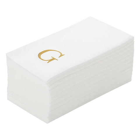 Restaurantware Luxenap linen-feel guest towel with gold G for upscale events.