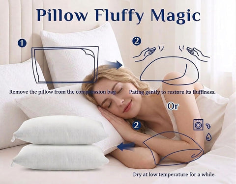 RESTOVIA Bed Pillow hypoallergenic materials provide gentle skin-friendly comfort.