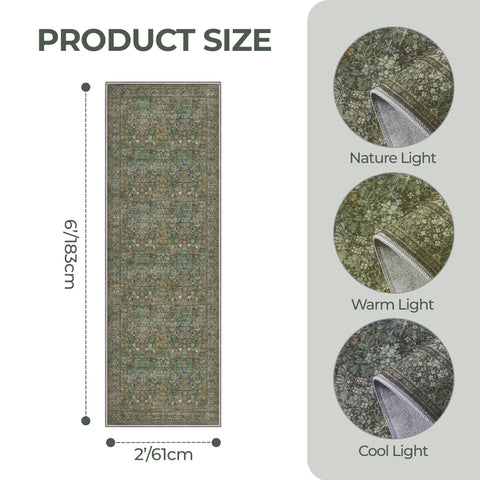 Restydon non-slip rubber backing keeps the rug in place on sturdy floors.