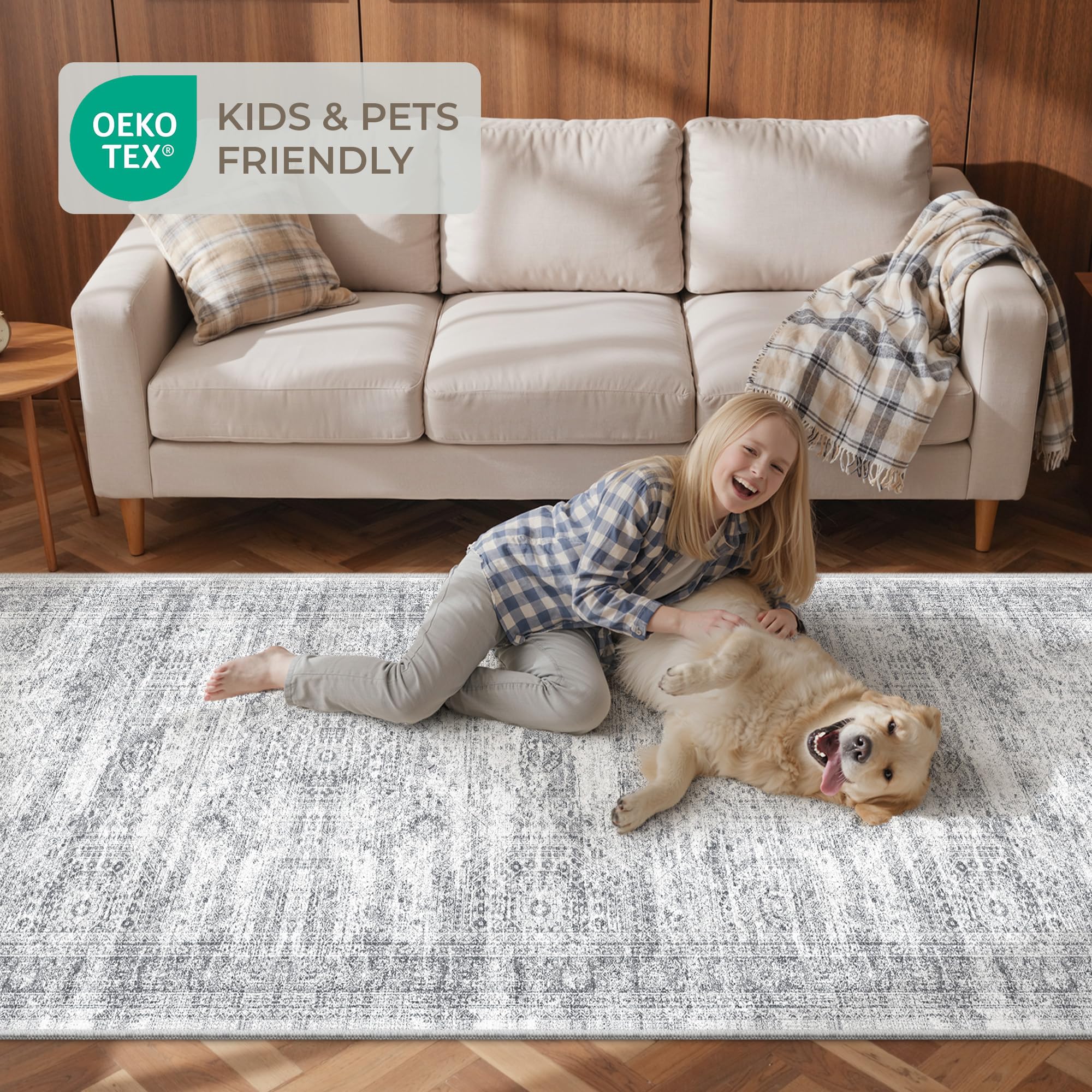 Restydon Rug Runner durable edge stitching helps prevent fraying in high-traffic areas.