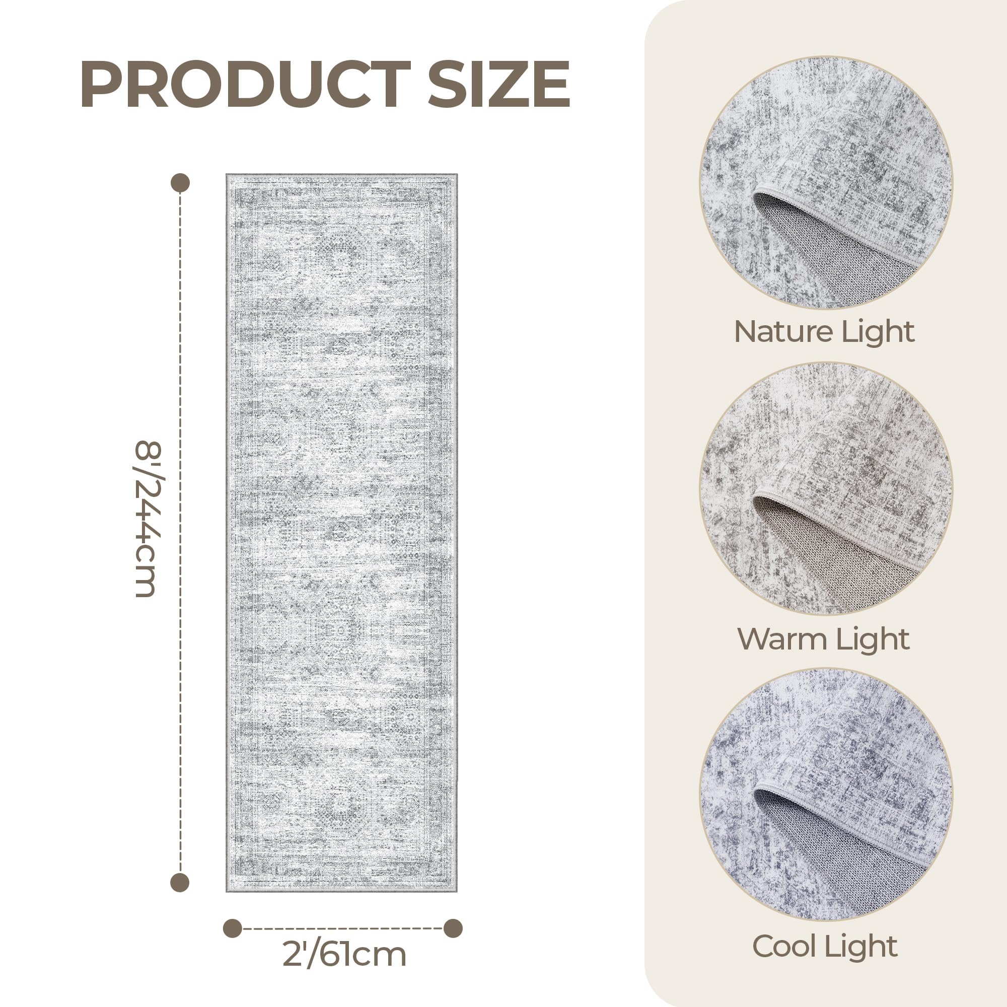 Restydon Rug Runner multi-room use reflects practical convenience from kitchen to bedroom.