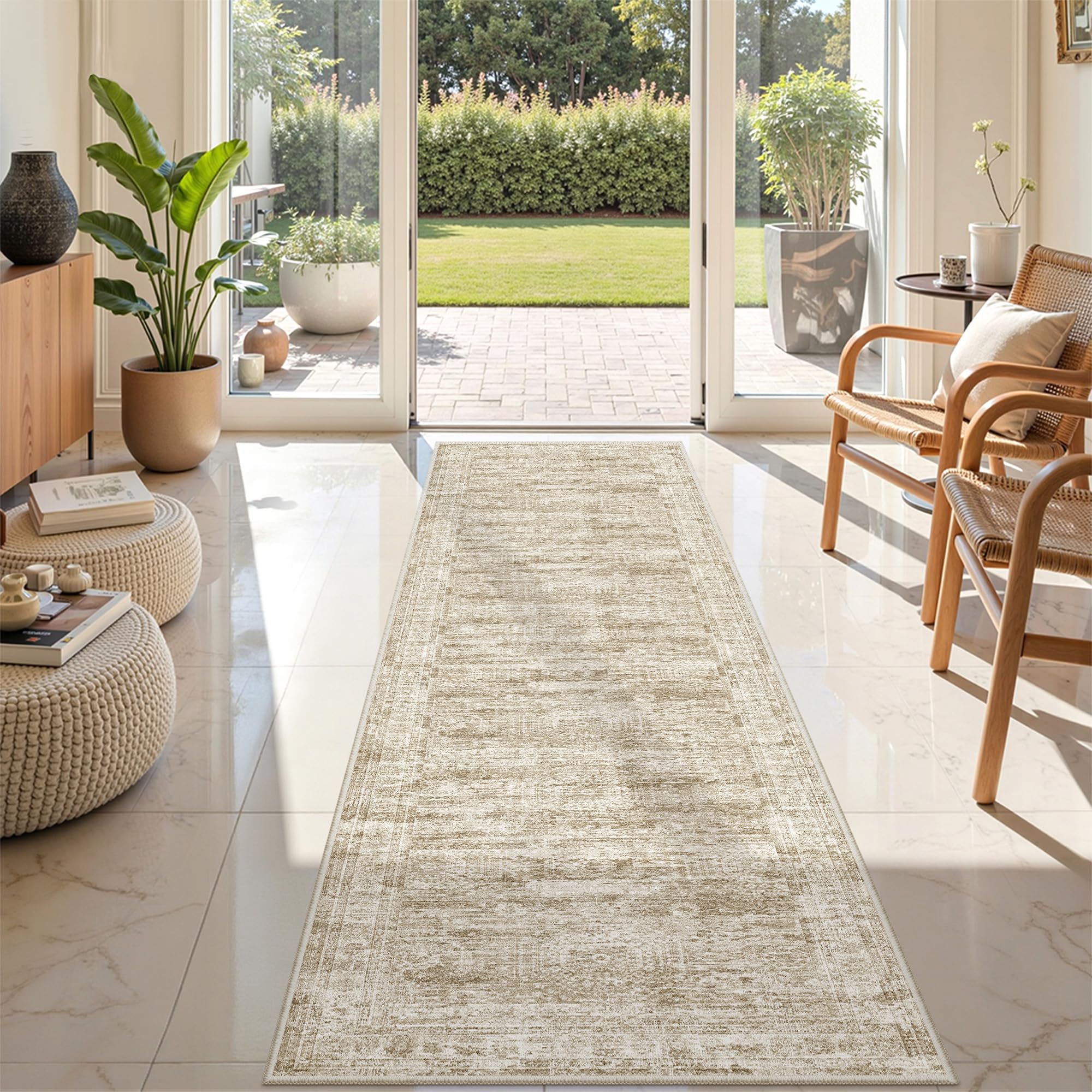 Restydon rug runner side profile showing slim low-pile design for door clearance