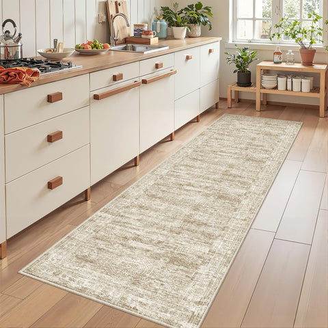 Restydon rug runner placed under a door demonstrates easy placement and fit