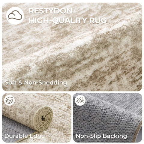 Restydon rug runner vintage ivory-brown pattern complements decor styles