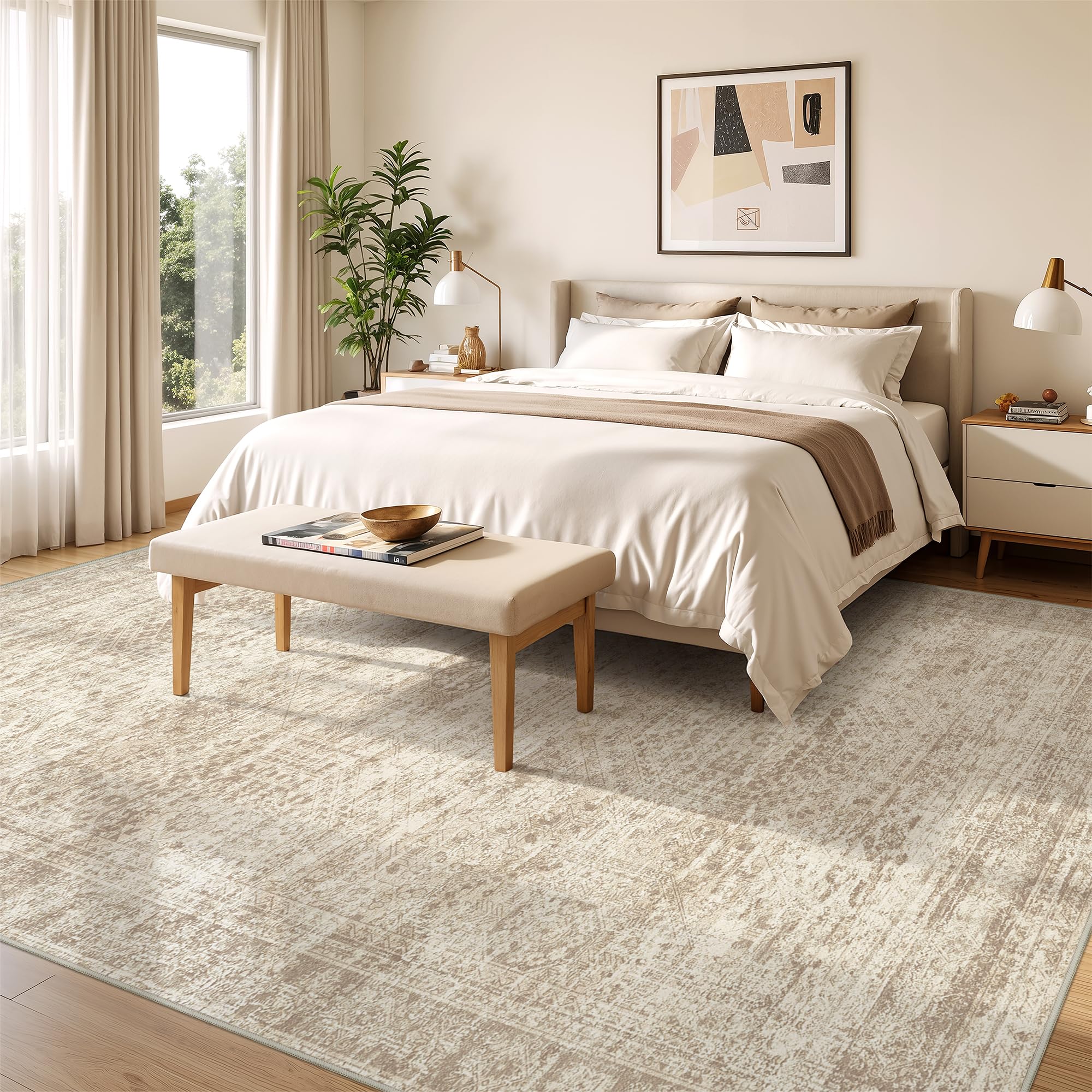 Restydon vintage abstract pattern rug complements varied decor styles.