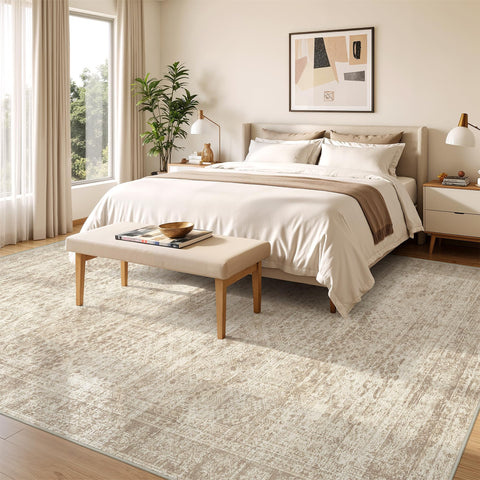 Restydon vintage abstract pattern rug complements varied decor styles.
