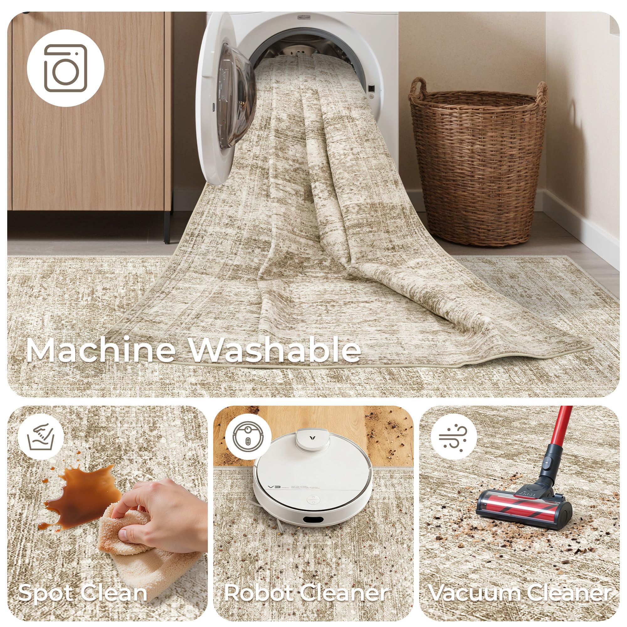 Restydon laundry room runner brown ivory helps define spaces and resist wear.