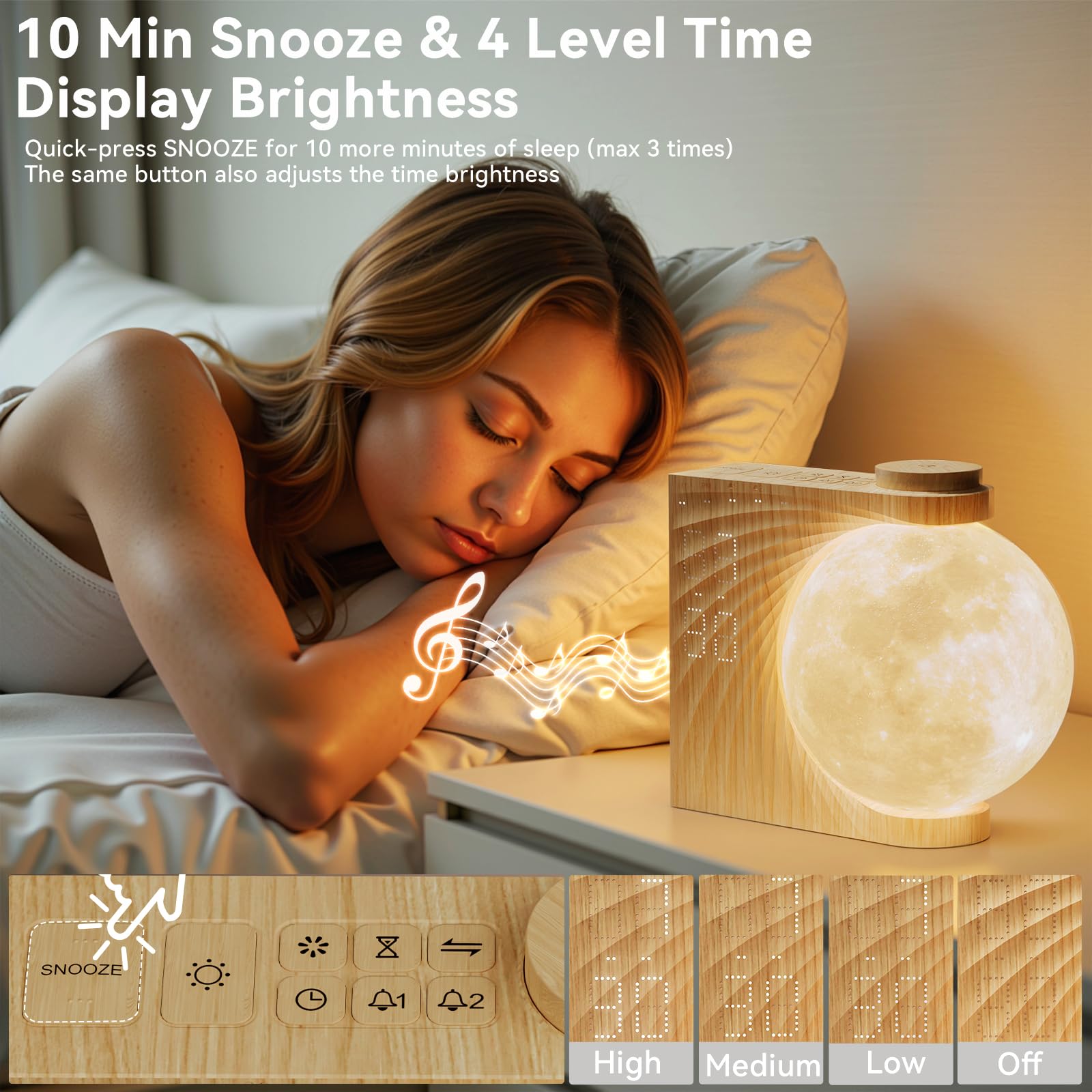ReteYung alarm clock featuring 10 nature sounds for sleep
