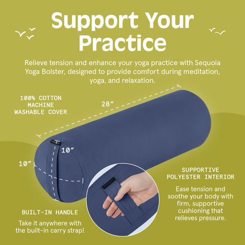 Removable cotton cover on Retrospec Sequoia bolster enables quick washing