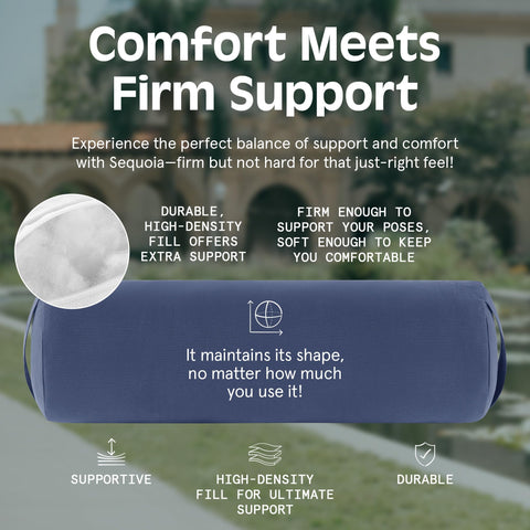 Sequoia bolster 28x10x10 dimensions shown for stable, ergonomic support