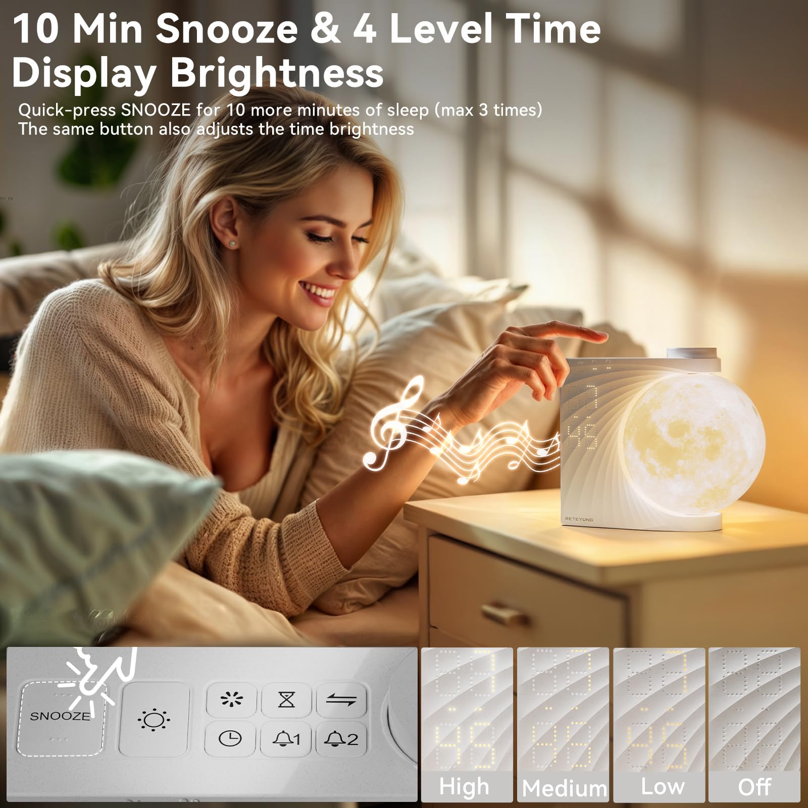 RETEYUNG Sunrise alarm clock 12/24h brightness options for personal preference