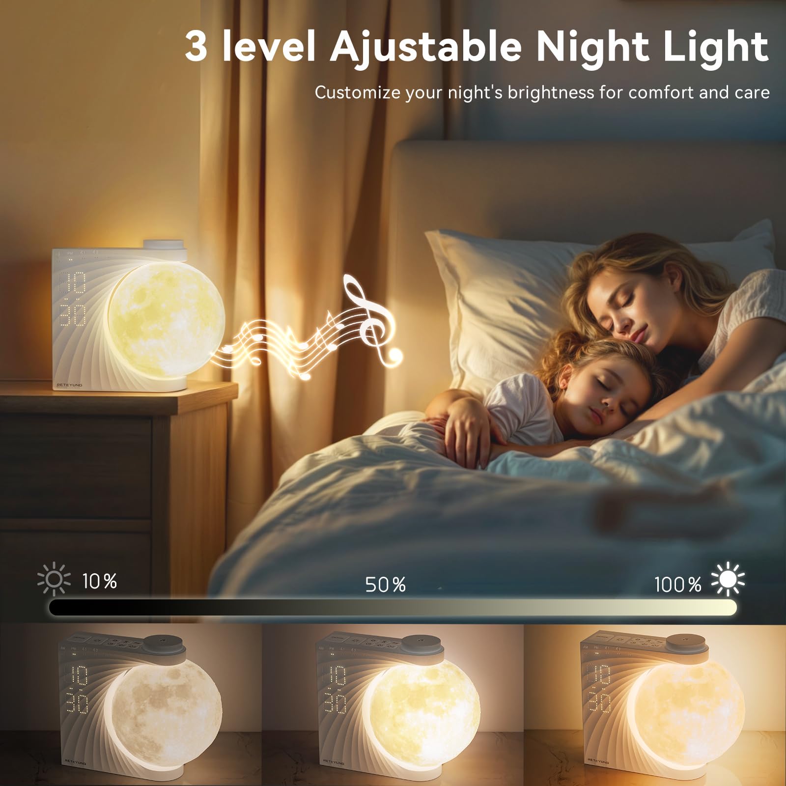 RETEYUNG Sunrise alarm clock wake-up light gradually brightens before alarm time