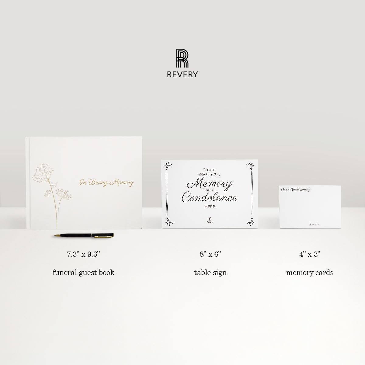 Revery guest book pages and layout showing 96-page capacity for tributes.