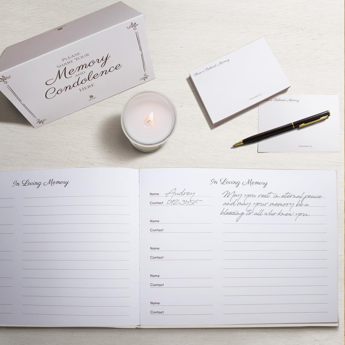 Revery metallic black pen included for neat, heartfelt inscriptions.
