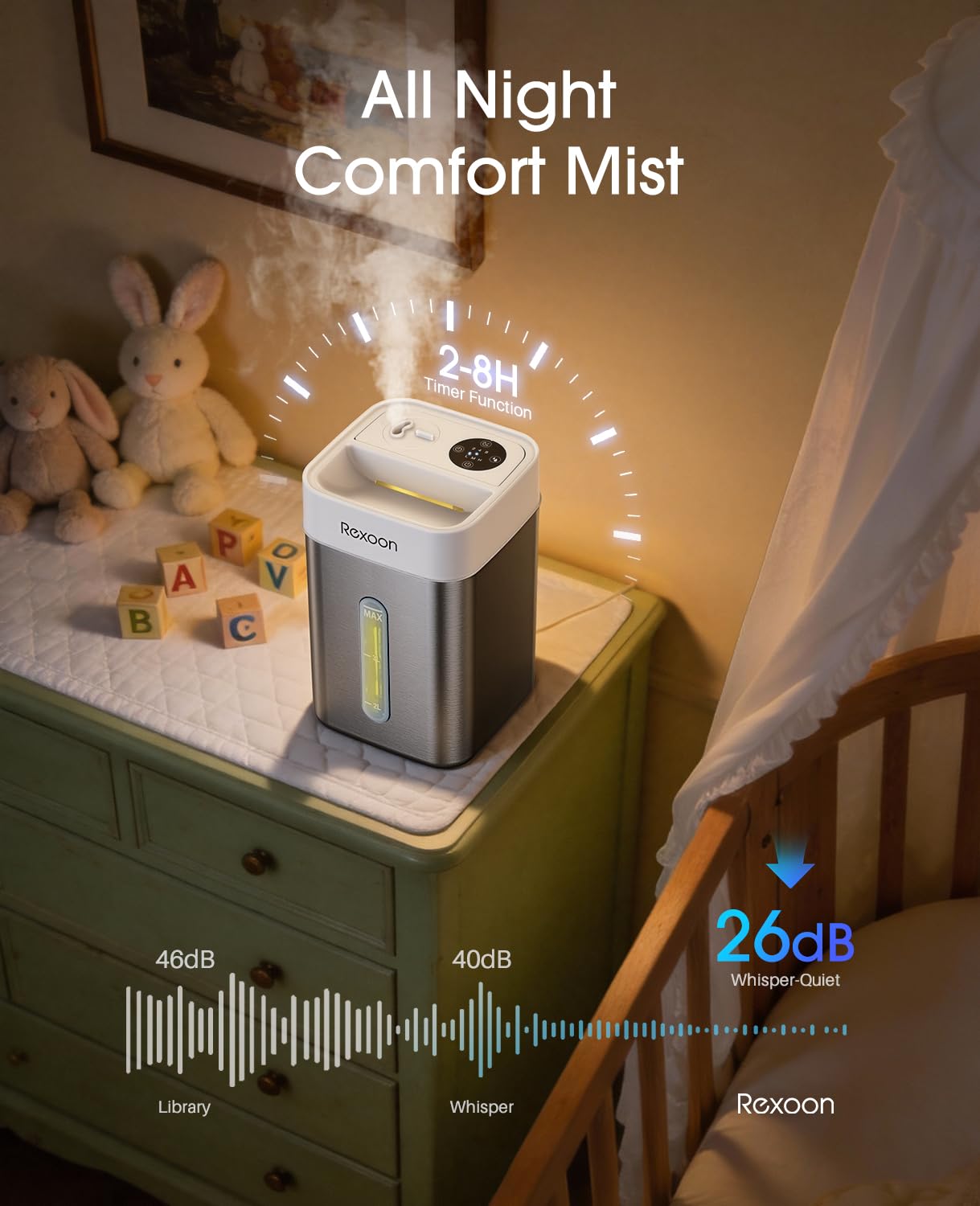 Rexoon quiet operation ensures a peaceful night in bedrooms