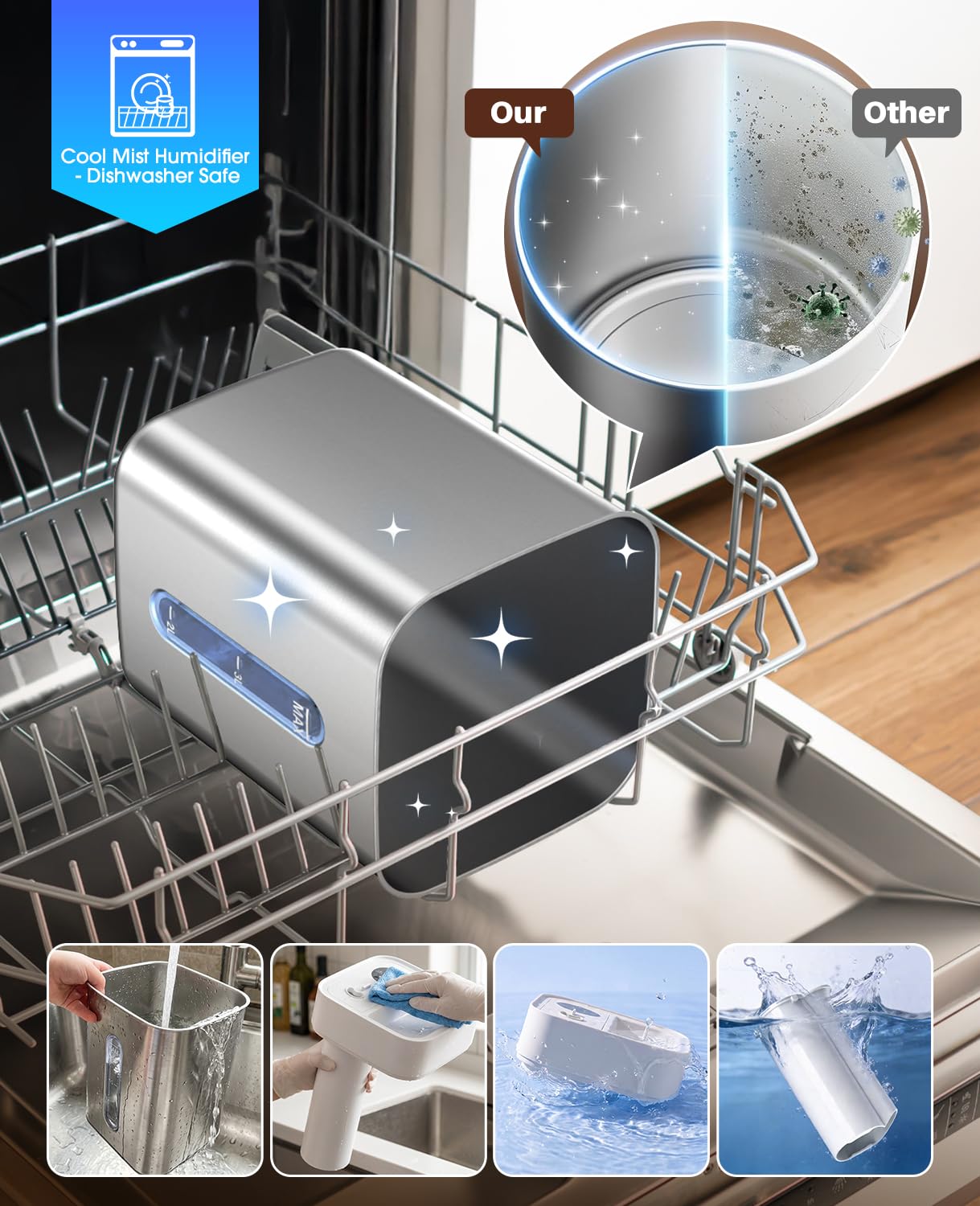 Rexoon humidifier top-fill cap for easy, spill-free refills