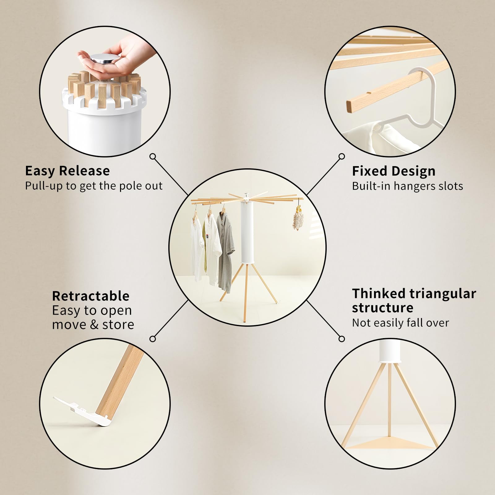 RFOUO portable drying rack folded compactly for storage.