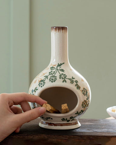 RGBDOT sage backflow ceramic burner producing calming smoke.