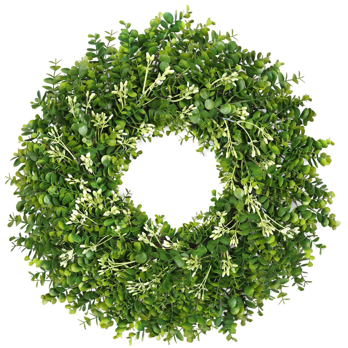RHTRJ 26-inch greenery eucalyptus boxwood wreath on front door for welcoming spring