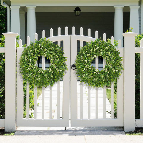 RHTRJ outdoor-ready wreath ideal for porch, windows, and fences