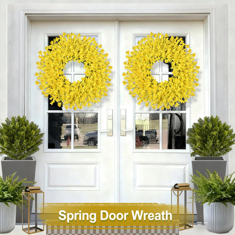 Rhtrj wreath front door close-up shows handcrafted petals and lifelike texture