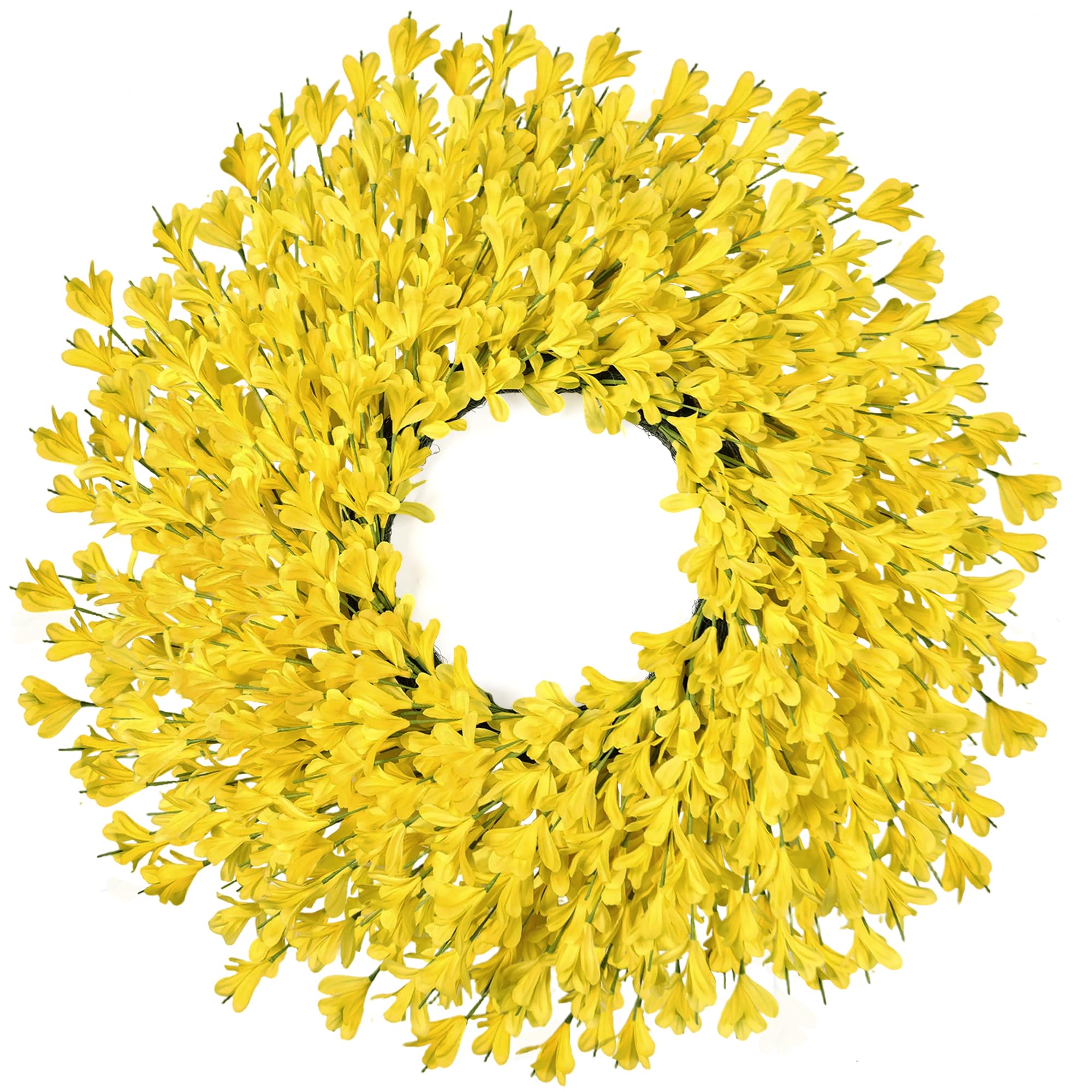 Rhtrj 26-inch spring wreath front door full view with vibrant Forsythia blooms