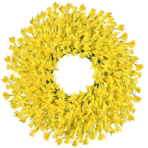 Rhtrj 26-inch spring wreath front door full view with vibrant Forsythia blooms