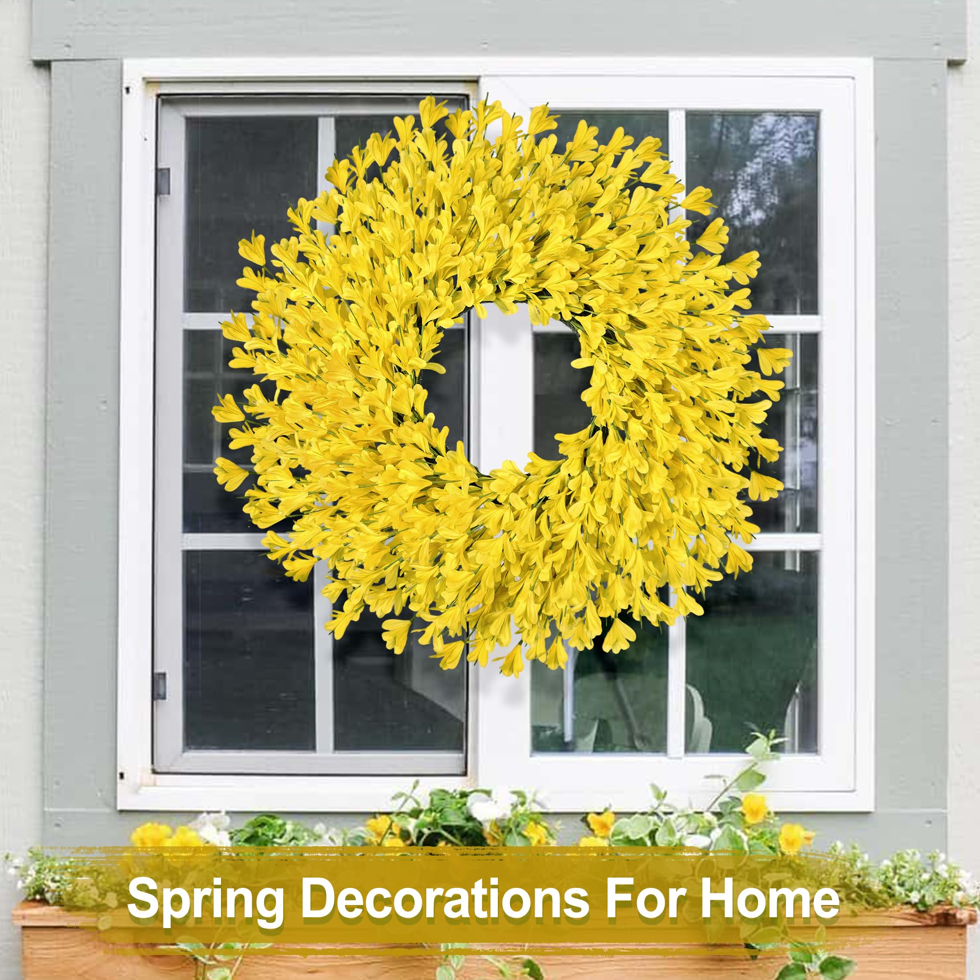 Rhtrj wreath on wall provides year-round color