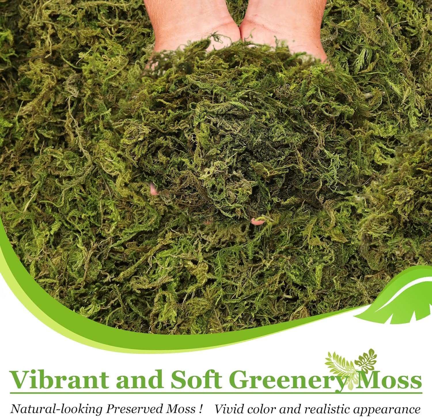 Riare green moss base for artificial plants enhances realism and filler.