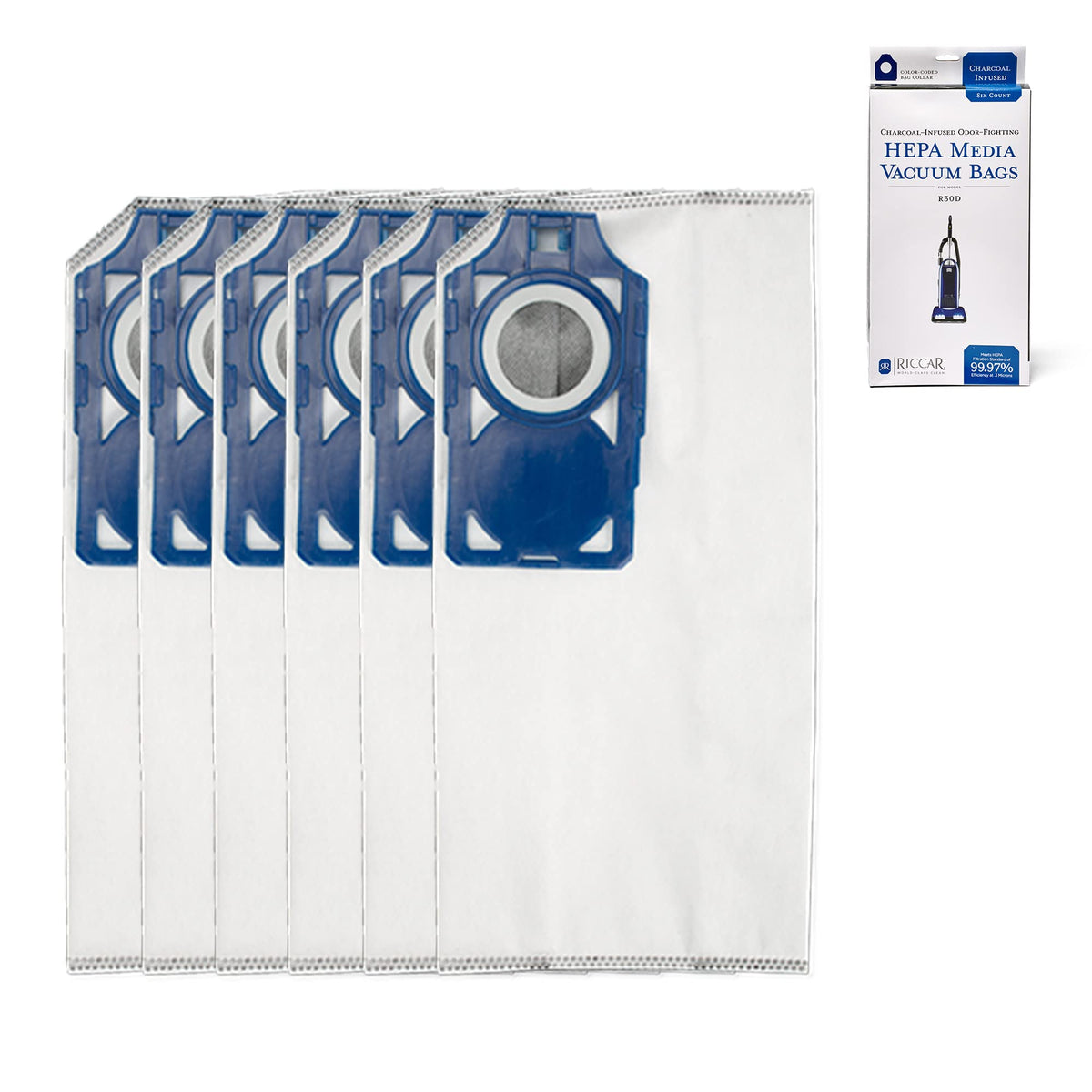 Riccar R30D bag aligns with the blue dock for secure installation.
