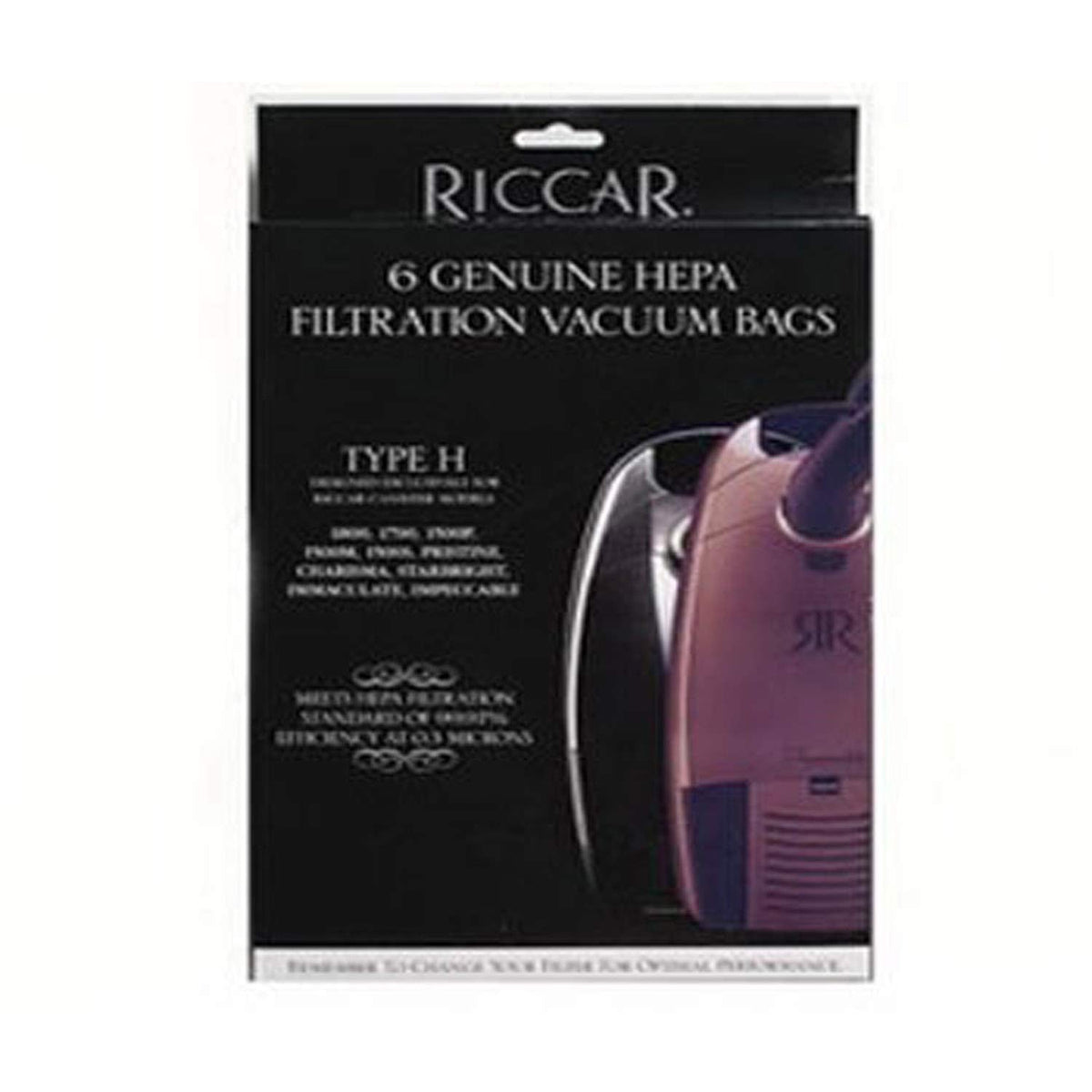 Riccar Type H bags in a six-pack for canisters; improves filtration