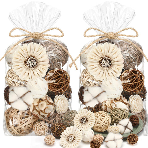 Riceshoot decorative balls bowl filler in brown rattan, ideal for modern centerpieces.