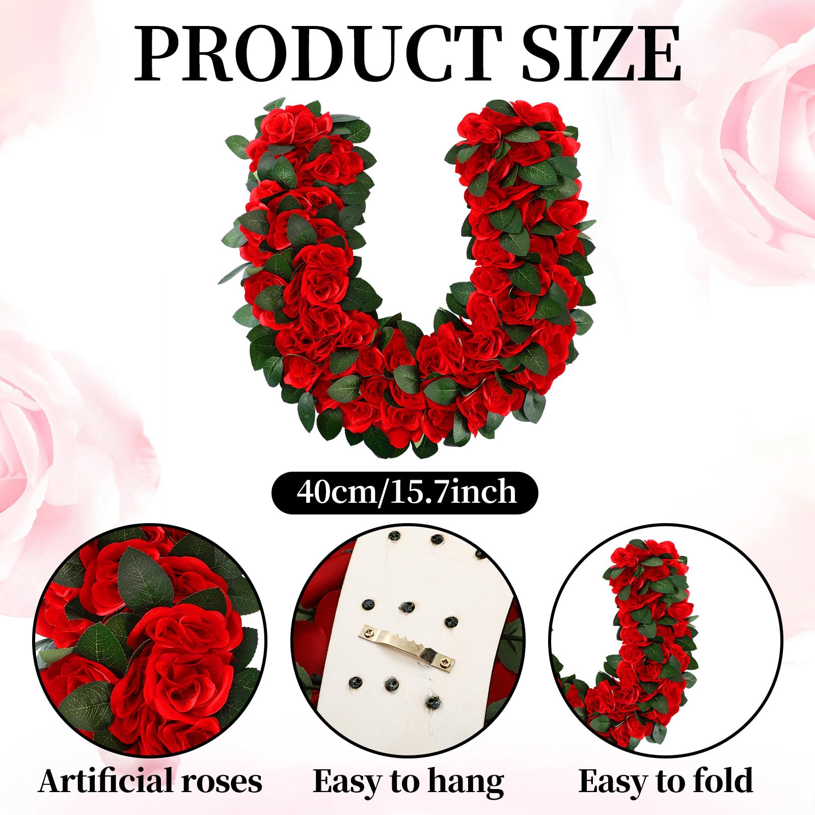Riceshoot Derby wreath closeup roses highlights vivid silk blooms that stay fresh year-round.