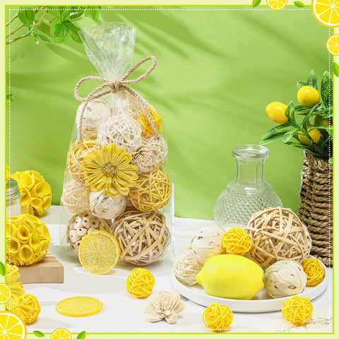 Riceshoot lemon yellow decorative balls collection provides versatile decor.