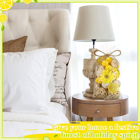Riceshoot lemon yellow decorative balls brighten everyday spaces.