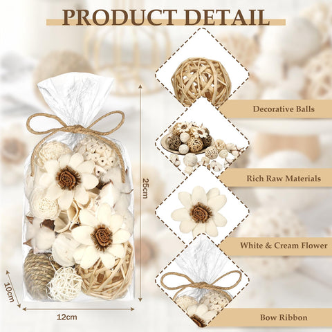 Riceshoot white decorative balls offer versatile centerpieces in bowls and trays.