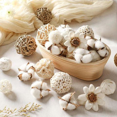 Riceshoot white decorative balls in a vase create simple, elegant decor options.